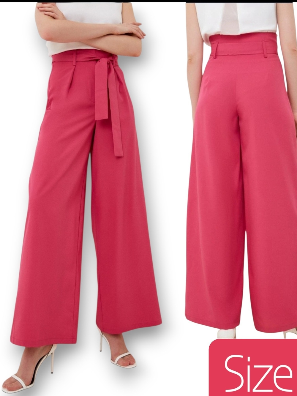 pink wide leg pants with belt size 2